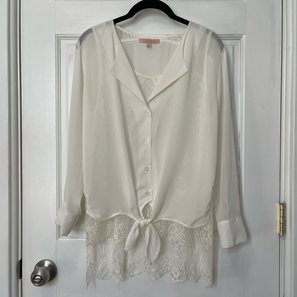 Gibson Latimer | Sheer lace blouse